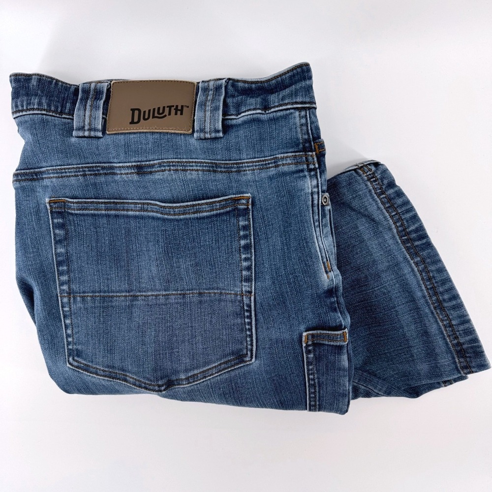 Duluth Trading Co Ballroom Double Flex Jeans Mens 44x34 Blue Relaxed Fit Stretch